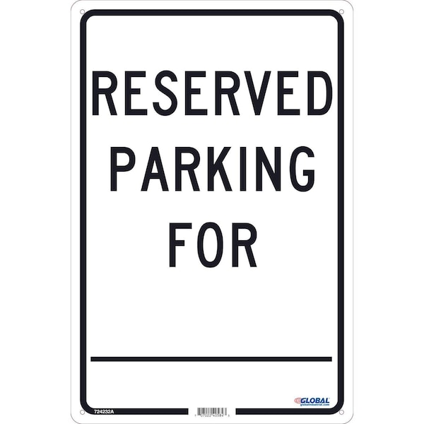 Reserved Parking For, 18x12, .040 Aluminum